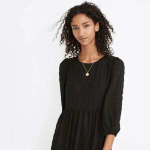 Puff-Sleeve Ruffle-Hem Mini Dress